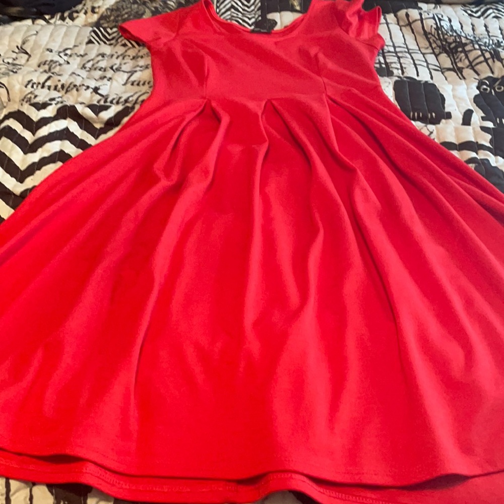 Mikarose red midi dress with full skirt medium-large